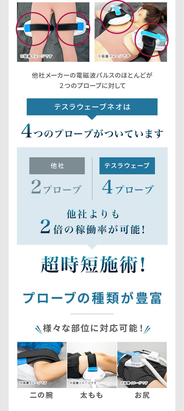 テスラウェーブネオは4つのプローブがついています プローブの種類が豊富