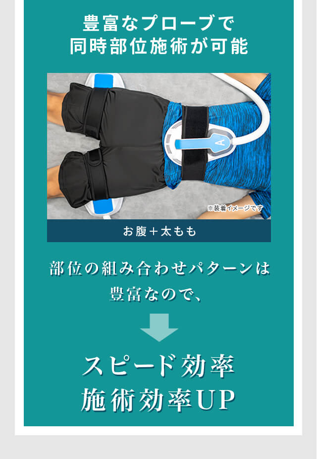 豊富なプローブで同時部位施術が可能 スピード効率施術効率UP